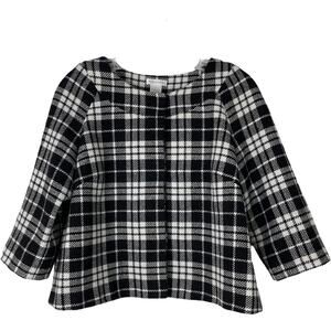 Worthington black white plaid cropped wool preppy academia blazer jacket 12